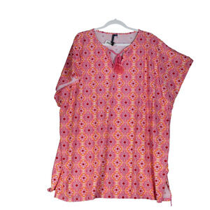 Aqua Et Sol Swim Cover Up Poncho Women Medium Oversized Beach Tropical Floral